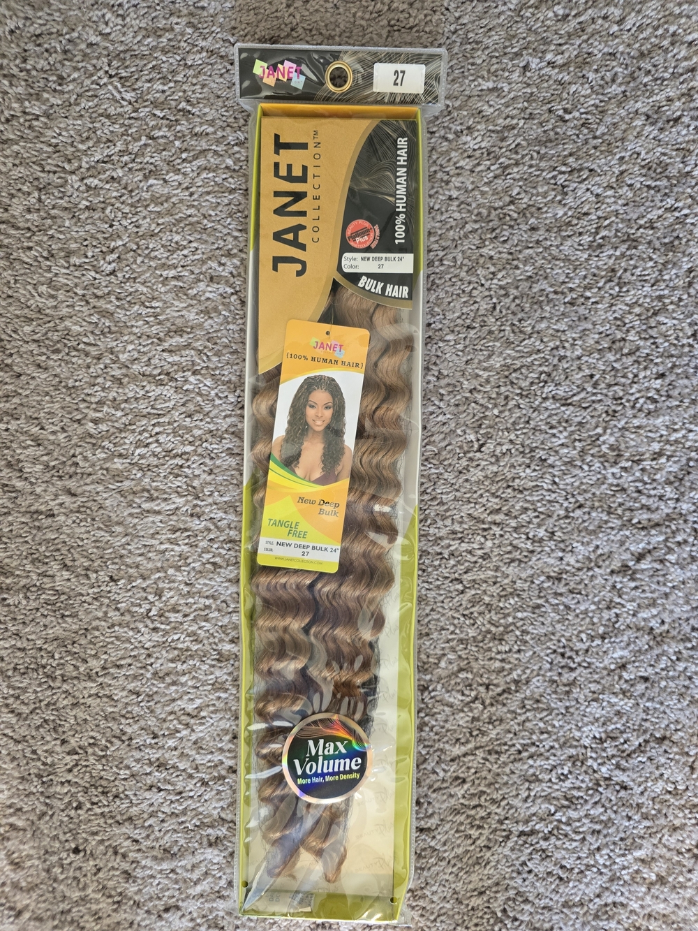Janet Collection Deep Wave Human Hair Bulk - Color 27 Brown Blend
